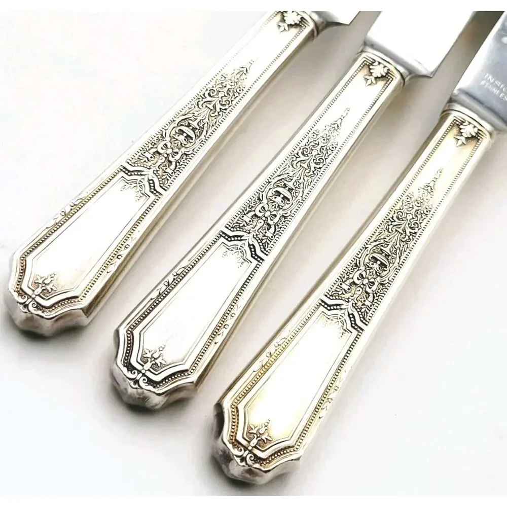 1847 Rogers Bros Ancestral Silverplate Set of 3 Dinner Knives Discontinued
